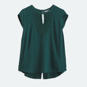 Daniel Rainn Green Embellished Cap Sleeve Blouse
